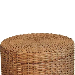 Artisan Furniture Bois massif Regency rond tressé tabouret, beige