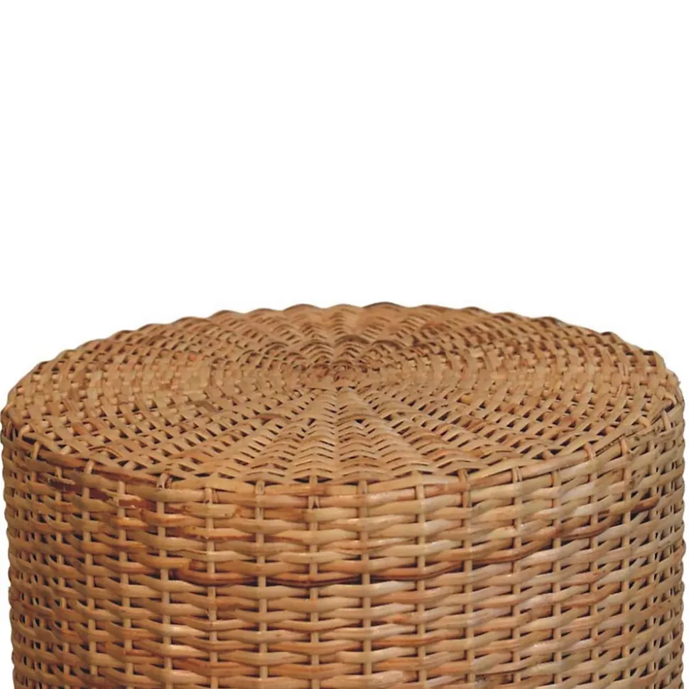 Artisan Furniture Bois massif Regency rond tressé tabouret, beige