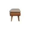 Artisan Furniture Bois massif bouclé peau de buffle Tan cuir banc, rembourré, marron & crème