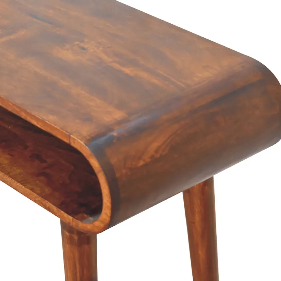 Artisan Furniture Bois massif Amaya Nordic Style console, niche ouverte, marron foncé