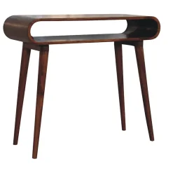 Artisan Furniture Bois massif Amaya Nordic Style console, niche ouverte, marron foncé