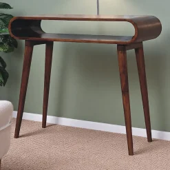 Artisan Furniture Bois massif Amaya Nordic Style console, niche ouverte, marron foncé