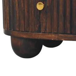 Artisan Furniture Bois massif courbé cannelé 3 tiroir table de chevet, marron foncé