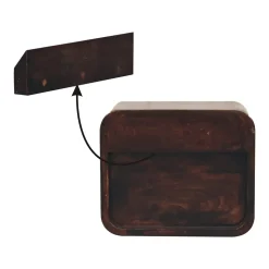 Artisan Furniture Bois massif Mini courbé noyer de Californie table de chevet à fixation murale avec niche ouverte, 1 tiroir