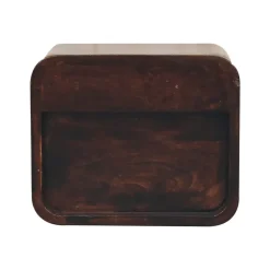 Artisan Furniture Bois massif Mini courbé noyer de Californie table de chevet à fixation murale avec niche ouverte, 1 tiroir