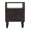 Artisan Furniture Bois massif Arno table de chevet, 2 tiroirs, 1 niche ouverte, marron foncé