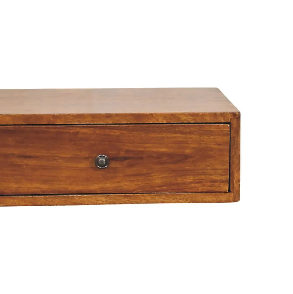 Artisan Furniture Bois massif Lunar 2 tiroir châtaignier console murale, marron