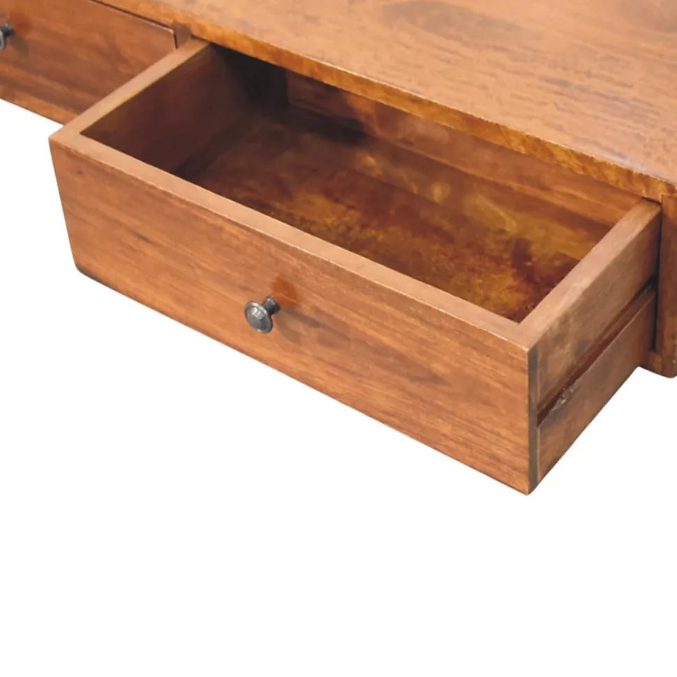 Artisan Furniture Bois massif Lunar 2 tiroir châtaignier console murale, marron