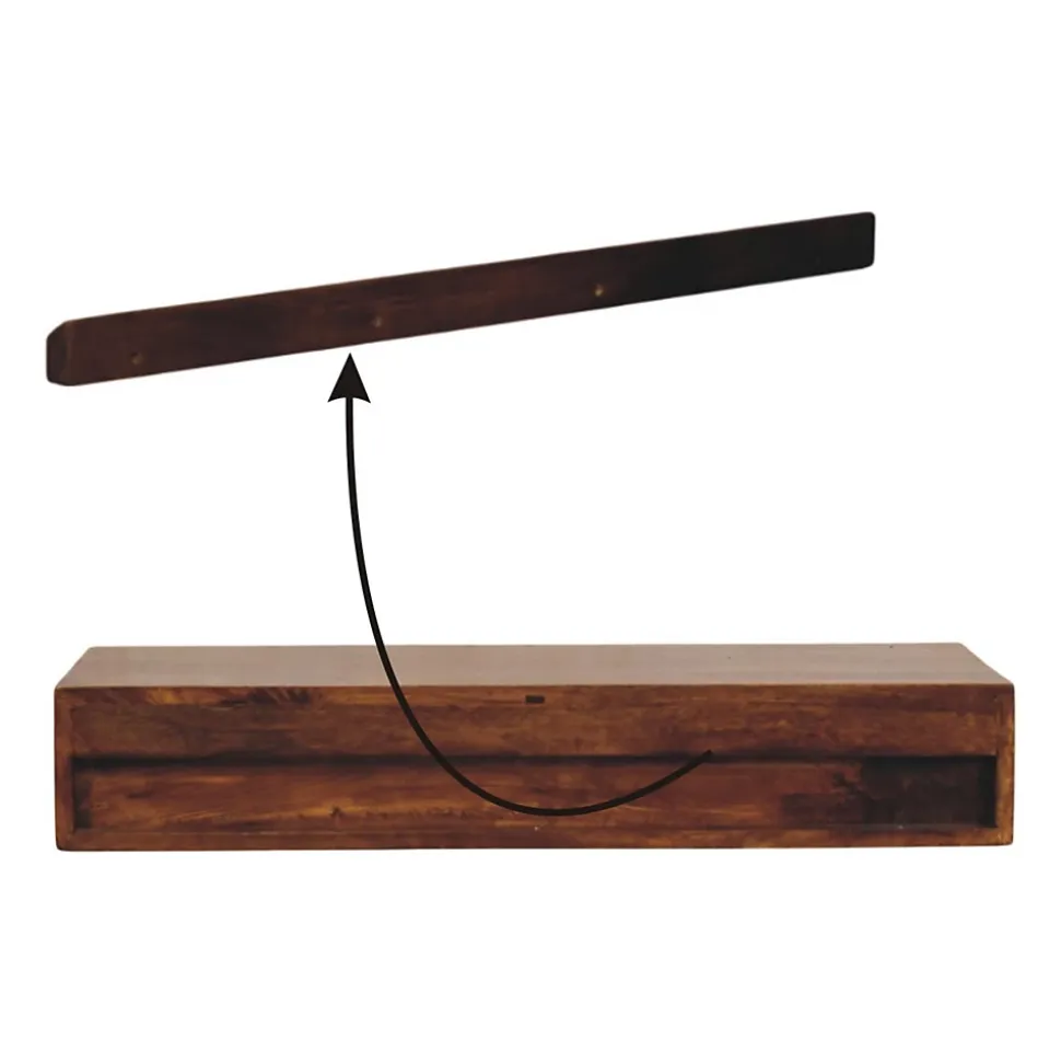 Artisan Furniture Bois massif Lunar 2 tiroir châtaignier console murale, marron