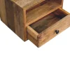 Artisan Furniture Bois massif Solis table de chevet à fixation murale, 1 tiroir et niche ouverte, effet chêne, marron