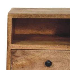 Artisan Furniture Bois massif Solis table de chevet à fixation murale, 1 tiroir et niche ouverte, effet chêne, marron