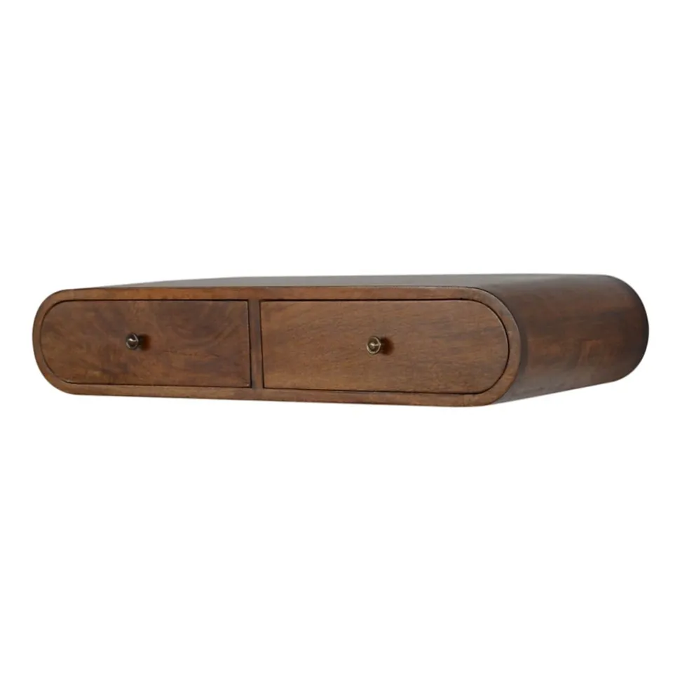 Artisan Furniture Bois massif Floating châtaignier London Console, 2 tiroirs, marron foncé