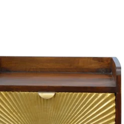 Artisan Furniture Bois massif Manila Gold One Drawer table de chevet, 1 étagère, Darl marron & doré