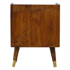 Artisan Furniture Bois massif Manila Gold One Drawer table de chevet, 1 étagère, Darl marron & doré