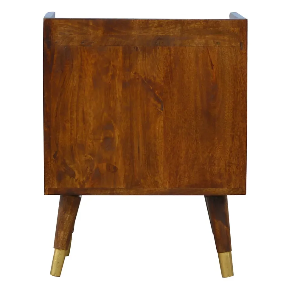 Artisan Furniture Bois massif Manila Gold One Drawer table de chevet, 1 étagère, Darl marron & doré