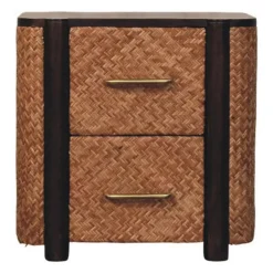 Artisan Furniture Bois massif Havana façade en cannage Drawers, 2 tiroirs, marron foncé