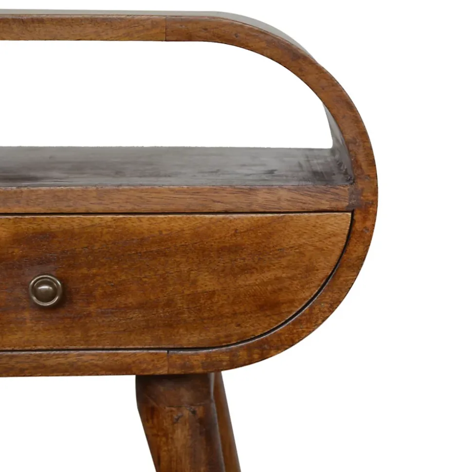 Artisan Furniture Bois massif châtaignier 1 tiroir table de chevet, 1 étagère, marron