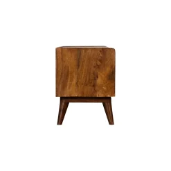Artisan Furniture Bois massif lin couleur boue Nordic Storage banc, rembourré, 1 étagère, marron
