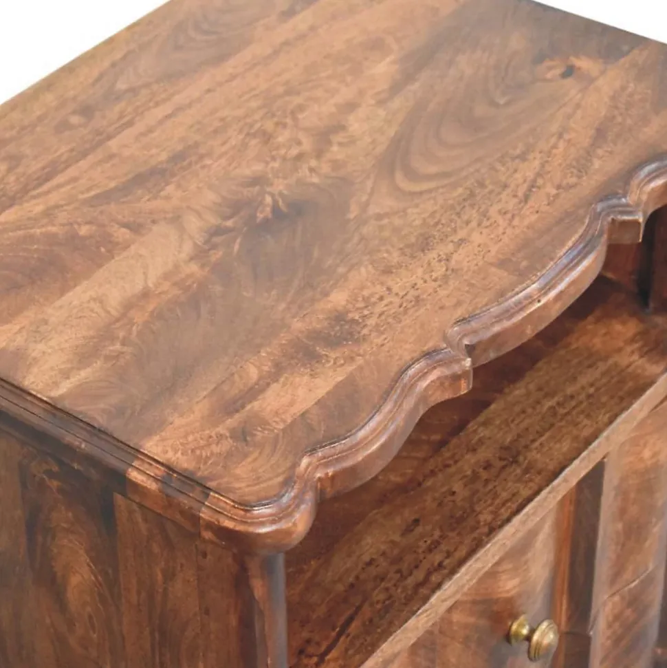 Artisan Furniture Bois massif 2 tiroir table de chevet avec ouvert étagère, marron
