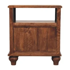 Artisan Furniture Bois massif 2 tiroir table de chevet avec ouvert étagère, marron