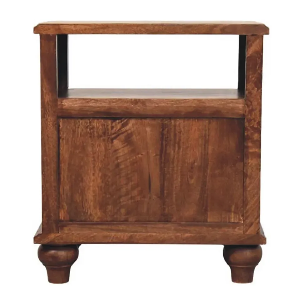 Artisan Furniture Bois massif 2 tiroir table de chevet avec ouvert étagère, marron