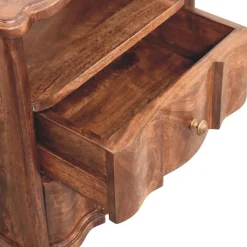 Artisan Furniture Bois massif 2 tiroir table de chevet avec ouvert étagère, marron