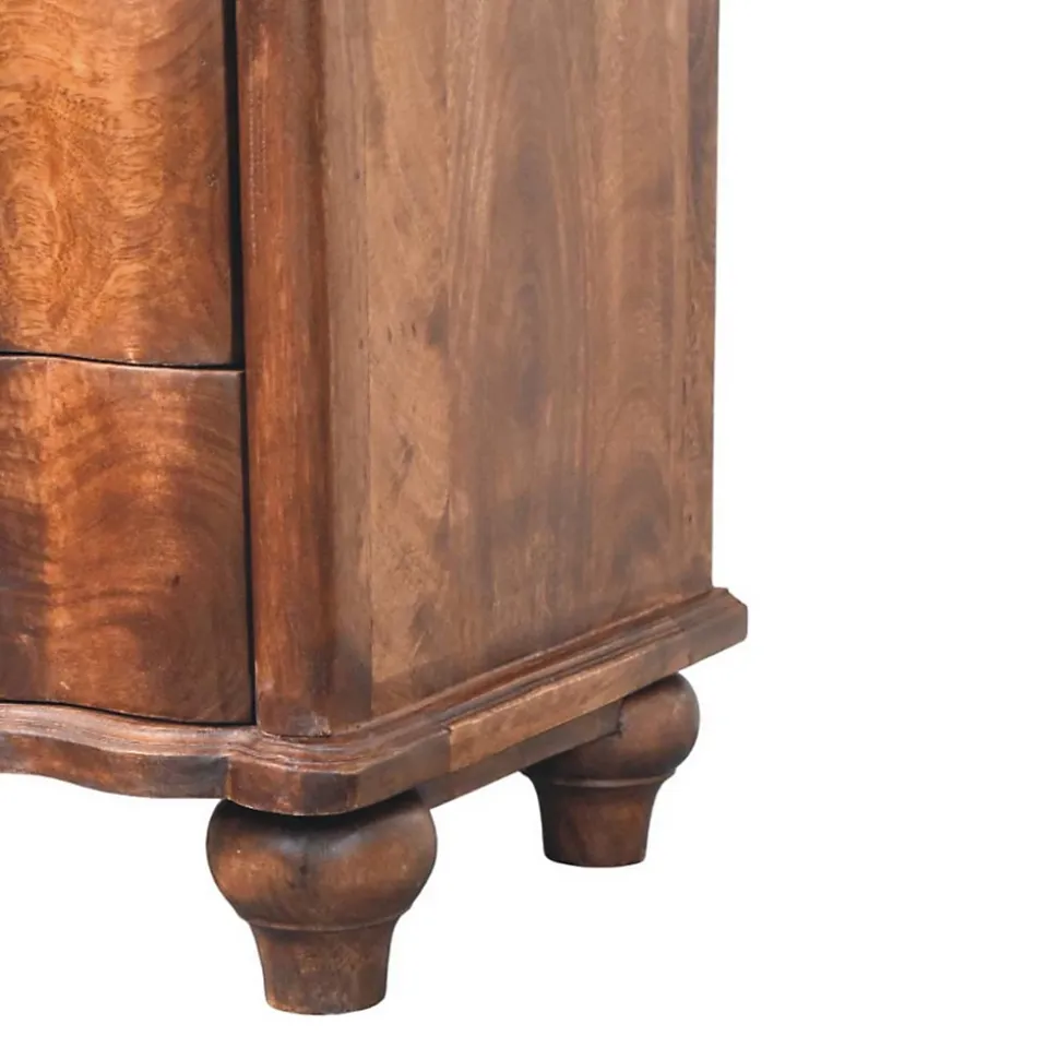 Artisan Furniture Bois massif 2 tiroir table de chevet avec ouvert étagère, marron