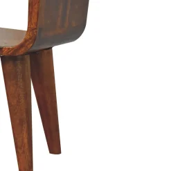 Artisan Furniture Bois massif Extra Mini châtaignier Curve Lower table de chevet, 1 tiroir, 1 étagère, marron