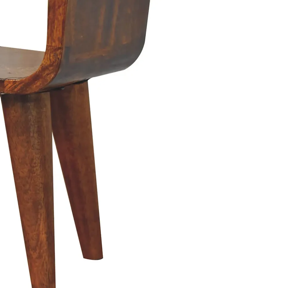 Artisan Furniture Bois massif Extra Mini châtaignier Curve Lower table de chevet, 1 tiroir, 1 étagère, marron