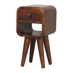 Artisan Furniture Bois massif Extra Mini châtaignier Curve Lower table de chevet, 1 tiroir, 1 étagère, marron