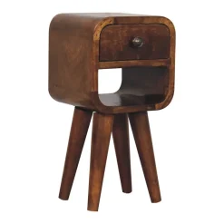 Artisan Furniture Bois massif Extra Mini châtaignier Curve Lower table de chevet, 1 tiroir, 1 étagère, marron