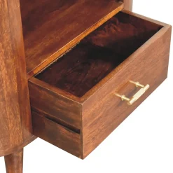 Artisan Furniture Bois massif T-bar Cortez châtaignier niche ouverte meuble, 1 tiroir, 1 étagère, marron