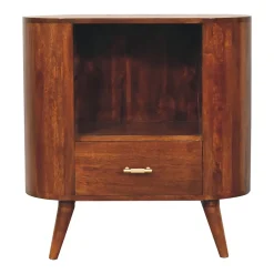 Artisan Furniture Bois massif T-bar Cortez châtaignier niche ouverte meuble, 1 tiroir, 1 étagère, marron