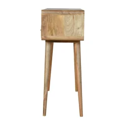 Artisan Furniture Bois massif courbé effet chêne console, 2 tiroirs, 1 étagère, beige