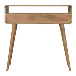 Artisan Furniture Bois massif courbé effet chêne console, 2 tiroirs, 1 étagère, beige