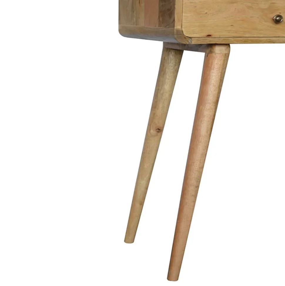 Artisan Furniture Bois massif courbé effet chêne console, 2 tiroirs, 1 étagère, beige
