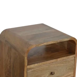 Artisan Furniture Bois massif London table de chevet avec 2 tiroirs, 2 étagères, beige