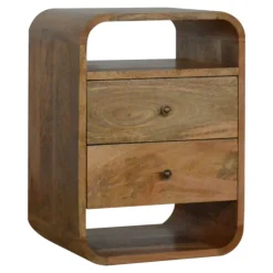 Artisan Furniture Bois massif London table de chevet avec 2 tiroirs, 2 étagères, beige
