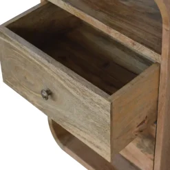 Artisan Furniture Bois massif London table de chevet avec 2 tiroirs, 2 étagères, beige