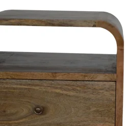 Artisan Furniture Bois massif London table de chevet avec 2 tiroirs, 2 étagères, beige