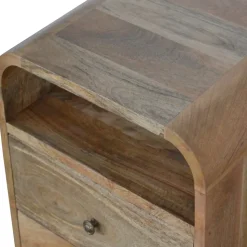 Artisan Furniture Bois massif London table de chevet avec 2 tiroirs, 2 étagères, beige