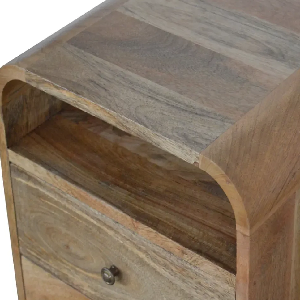Artisan Furniture Bois massif London table de chevet avec 2 tiroirs, 2 étagères, beige