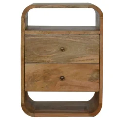 Artisan Furniture Bois massif London table de chevet avec 2 tiroirs, 2 étagères, beige