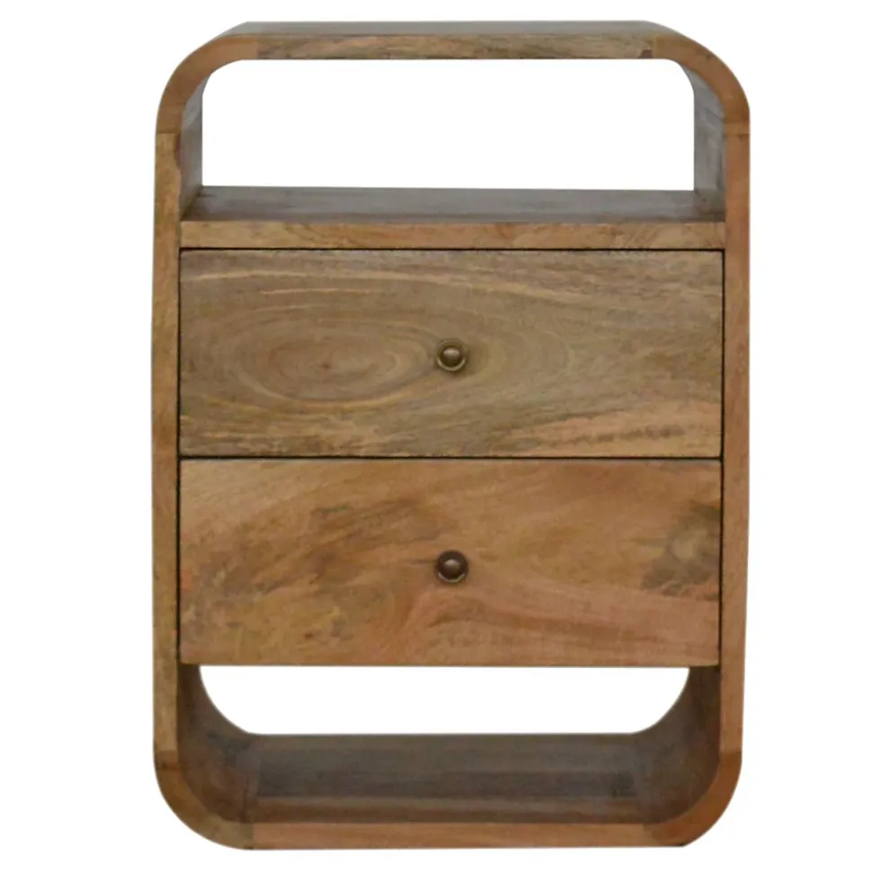 Artisan Furniture Bois massif London table de chevet avec 2 tiroirs, 2 étagères, beige