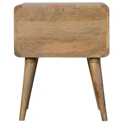 Artisan Furniture Bois massif courbé effet chêne table de chevet, 2 tiroirs, beige