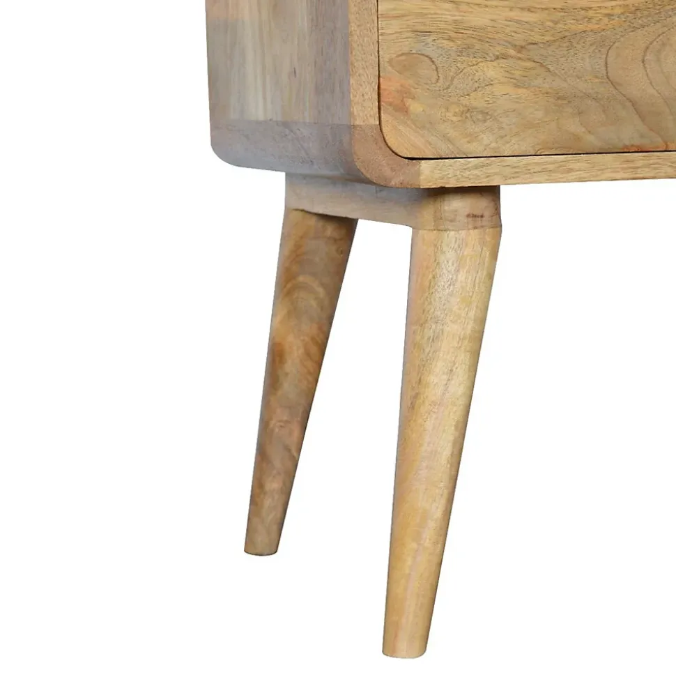 Artisan Furniture Bois massif courbé effet chêne table de chevet, 2 tiroirs, beige