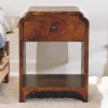 Artisan Furniture Bois massif Newton Mini châtaignier table de chevet avec a drawer et ouvert étagère, marron foncé