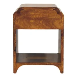 Artisan Furniture Bois massif Newton Mini châtaignier table de chevet avec a drawer et ouvert étagère, marron foncé