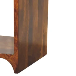 Artisan Furniture Bois massif Newton Mini châtaignier table de chevet avec a drawer et ouvert étagère, marron foncé