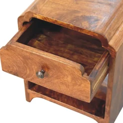 Artisan Furniture Bois massif Newton Mini châtaignier table de chevet avec a drawer et ouvert étagère, marron foncé
